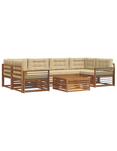 Set di divani con cuscino 8 pcs Naturale e Beige