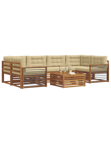 Set di divani con cuscino 8 pcs Naturale e Beige