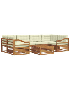 Set di divani con cuscino 8 pcs Naturale e Crema 2