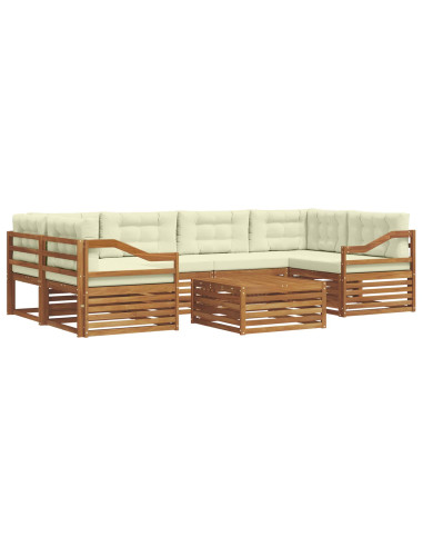 Set di divani con cuscino 8 pcs Naturale e Crema