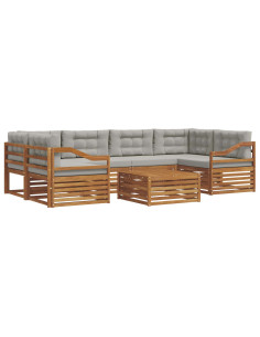Set di divani con cuscino 21 pcs Grigio Naturale e Chiaro 2