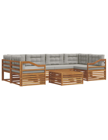 Set di divani con cuscino 21 pcs Grigio Naturale e Chiaro
