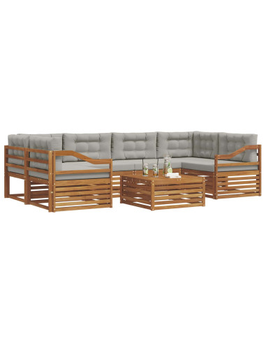 Set di divani con cuscino 21 pcs Grigio Naturale e Chiaro