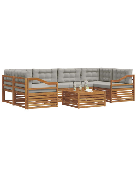 Set di divani con cuscino 21 pcs Grigio Naturale e Chiaro