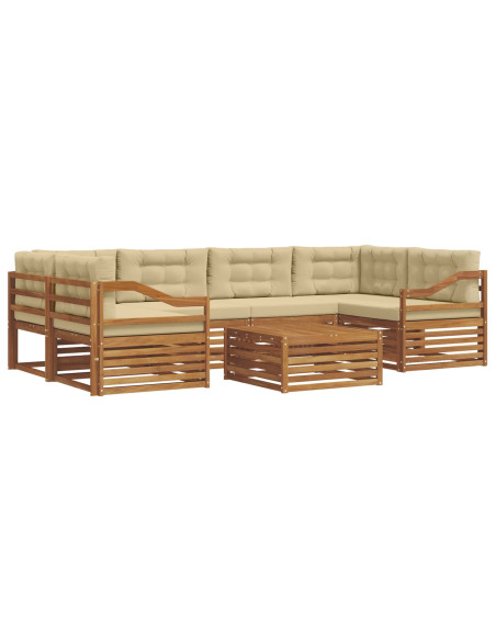 Set di divani con cuscino 8 pcs Naturale e Beige