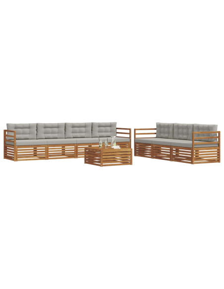 Set di divani con cuscino 8 pcs Grigio Naturale e Chiaro