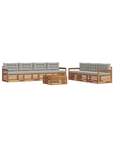 Set di divani con cuscino 8 pcs Grigio Naturale e Chiaro