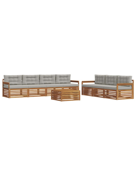 Set di divani con cuscino 8 pcs Grigio Naturale e Chiaro