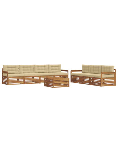 Set di divani con cuscino 8 pcs Naturale e Beige 2