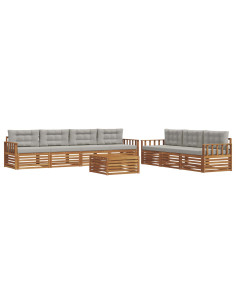 Set di divani con cuscino 8 pcs Grigio Naturale e Chiaro 2
