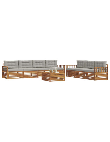 Set di divani con cuscino 8 pcs Grigio Naturale e Chiaro