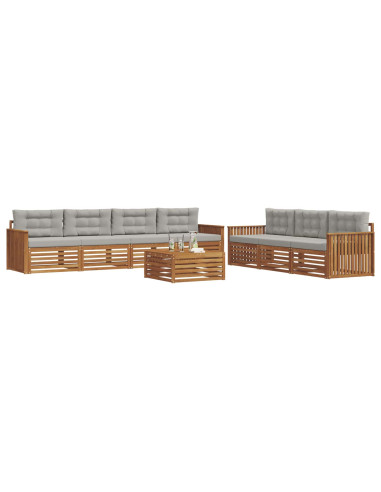 Set di divani con cuscino 8 pcs Grigio Naturale e Chiaro