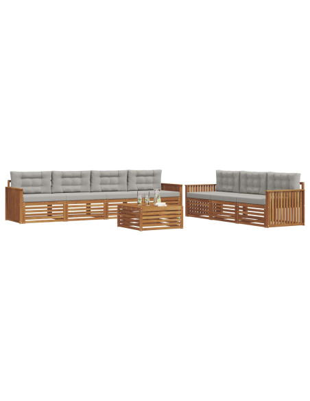 Set di divani con cuscino 8 pcs Grigio Naturale e Chiaro