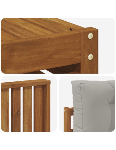 Set di divani con cuscino 8 pcs Grigio Naturale e Chiaro