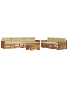 Set di divani con cuscino 8 pcs Naturale e Beige 2