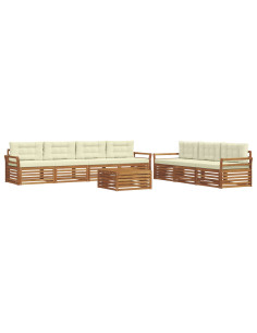 Set di divani con cuscino 8 pcs Naturale e Crema 2