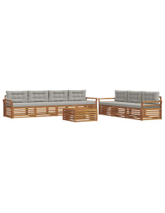 Set di divani con cuscino 8 pcs Grigio Naturale e Chiaro 2