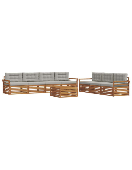 Set di divani con cuscino 8 pcs Grigio Naturale e Chiaro