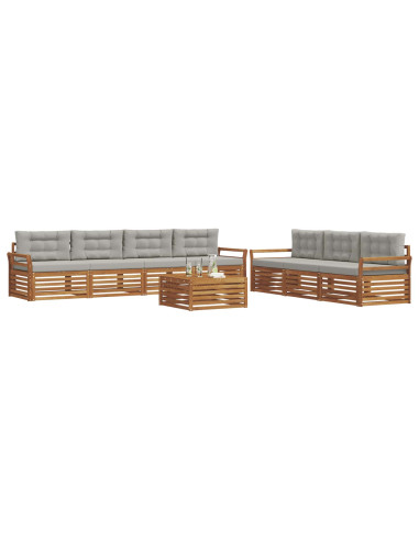 Set di divani con cuscino 8 pcs Grigio Naturale e Chiaro