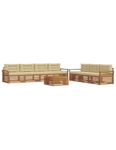 Set di divani con cuscino 8 pcs Naturale e Beige 2