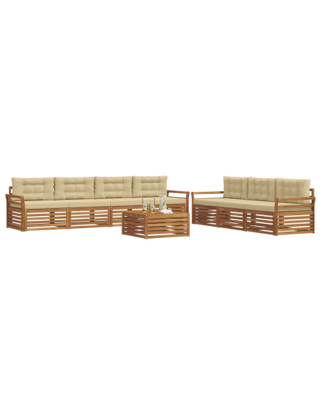 Set di divani con cuscino 8 pcs Naturale e Beige