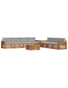 Set di divani con cuscino 8 pcs Grigio Naturale e Chiaro 2