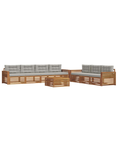 Set di divani con cuscino 8 pcs Grigio Naturale e Chiaro