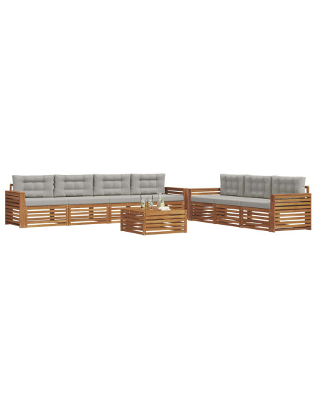 Set di divani con cuscino 8 pcs Grigio Naturale e Chiaro