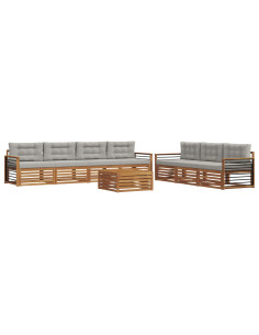 Set di divani con cuscino 8 pcs Grigio Naturale e Chiaro 2