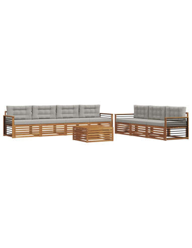 Set di divani con cuscino 8 pcs Grigio Naturale e Chiaro