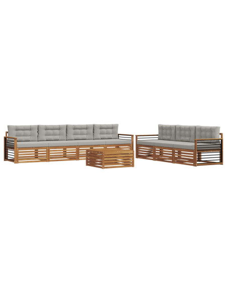 Set di divani con cuscino 8 pcs Grigio Naturale e Chiaro