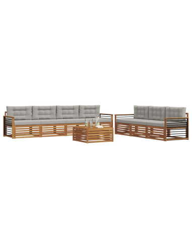 Set di divani con cuscino 8 pcs Grigio Naturale e Chiaro