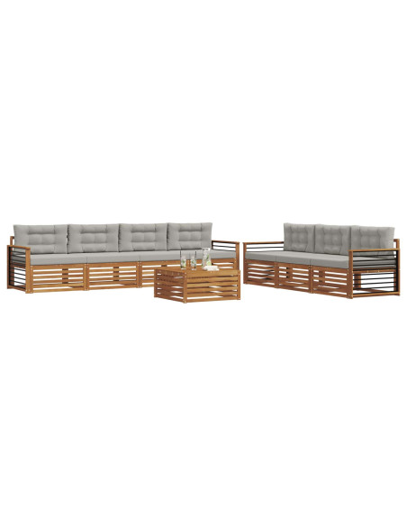 Set di divani con cuscino 8 pcs Grigio Naturale e Chiaro