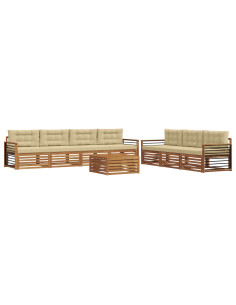Set di divani con cuscino 8 pcs Naturale e Beige 2