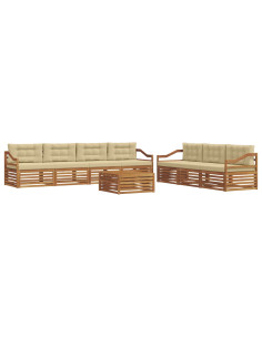 Set di divani con cuscino 8 pcs Naturale e Beige 2