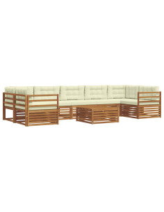 Set di divani con cuscino 8 pcs Naturale e Crema 2