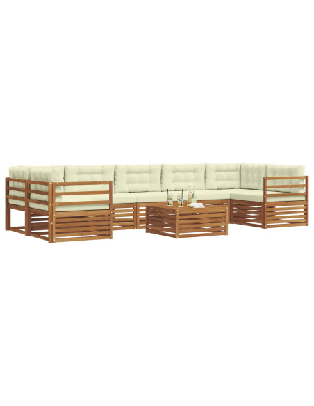 Set di divani con cuscino 8 pcs Naturale e Crema