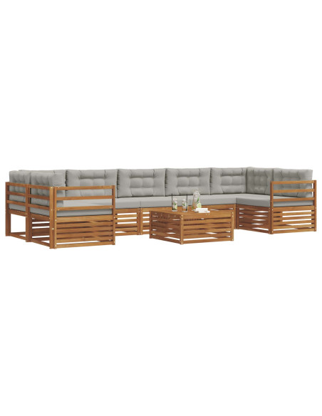 Set di divani con cuscino 24 pcs Grigio Naturale e Chiaro
