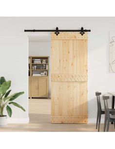 Porta scorrevole NARVIK Naturale e Nero 85 x 210 cm (152,5 cm)
