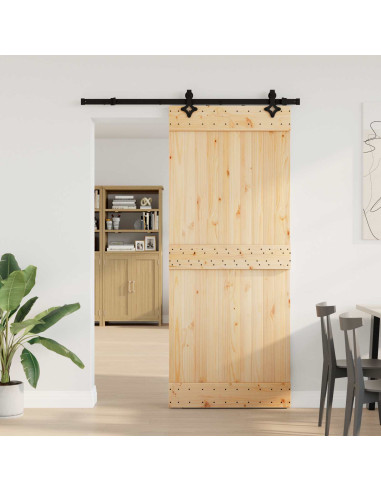 Porta scorrevole NARVIK Naturale e Nero 85 x 210 cm (152,5 cm)