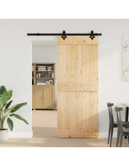 Porta scorrevole NARVIK Naturale e Nero 85 x 210 cm (152,5 cm)
