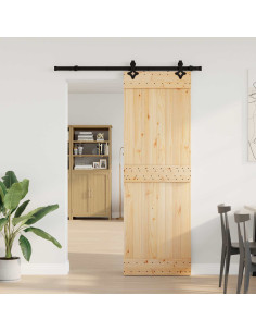 Porta scorrevole NARVIK Naturale e Nero 70 x 210 cm (152,5 cm)