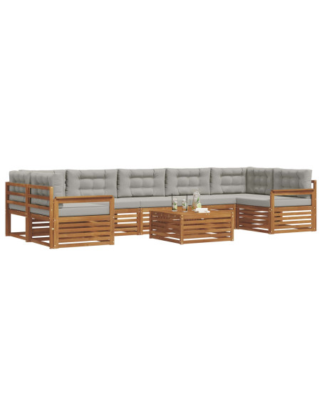 Set di divani con cuscino 24 pcs Grigio Naturale e Chiaro