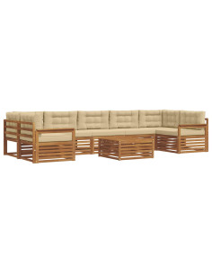 Set di divani con cuscino 8 pcs Naturale e Beige 2