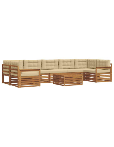 Set di divani con cuscino 8 pcs Naturale e Beige