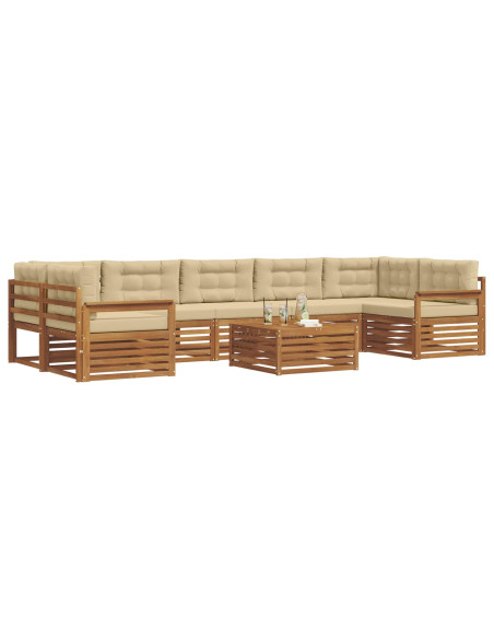 Set di divani con cuscino 8 pcs Naturale e Beige