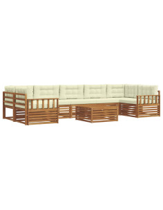 Set di divani con cuscino 8 pcs Naturale e Crema 2