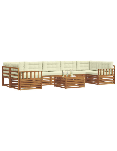 Set di divani con cuscino 8 pcs Naturale e Crema