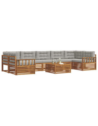 Set di divani con cuscino 24 pcs Grigio Naturale e Chiaro