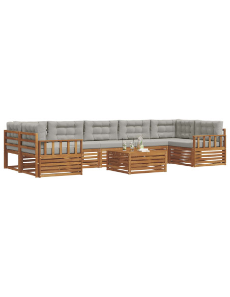 Set di divani con cuscino 24 pcs Grigio Naturale e Chiaro